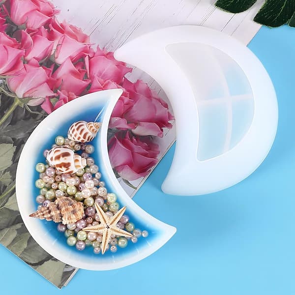 DIY Silikone Måneformet Harpiksform til Epoxypladefremstilling, Kreativ Opbevaringsbakkeform