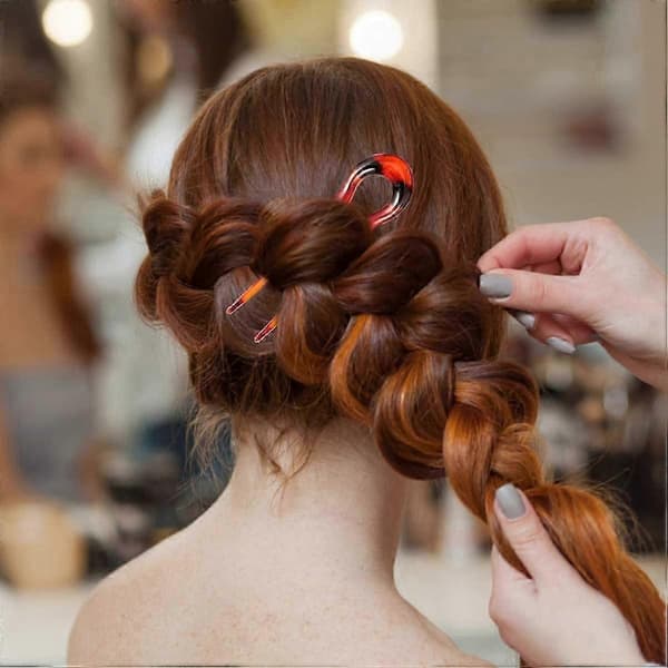 3 stk. U-formede hårnåle Fransk stil Hårpind Opviklede hårnåle 2-grenede opviklede chignon-nåle