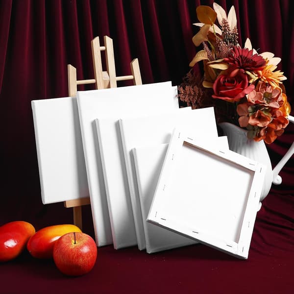 6 Pcs Square 100% Cotton Painting Canvases, Blank Oil Painting Frames
