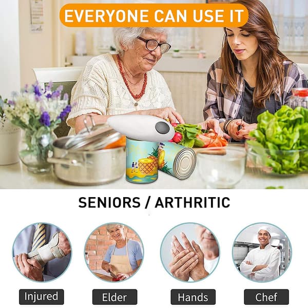Electric Can Opener, Lid Without Sharp Edges, OneTouch Automatic Can Opener for Seniors, Kitchen Appliance-FF-