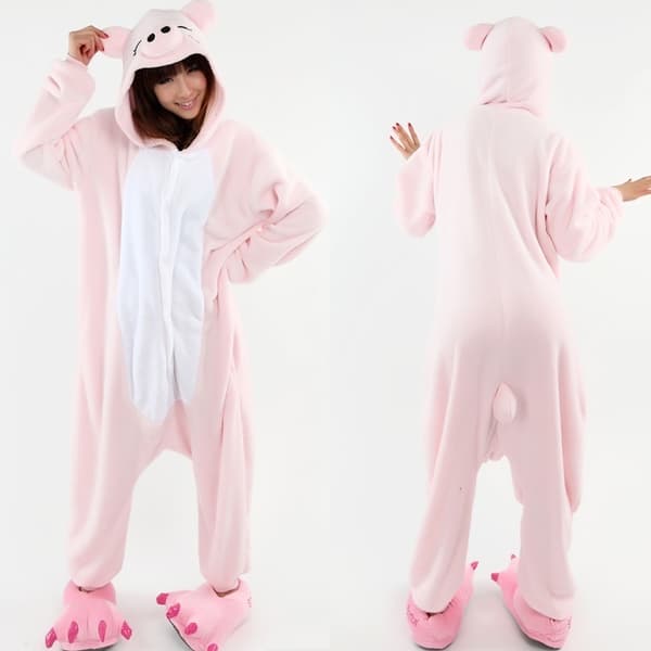 Fancy Cosplay Kostume Onesie Pyjamas Voksen Nattøj Lyserød Gris M_yux M M