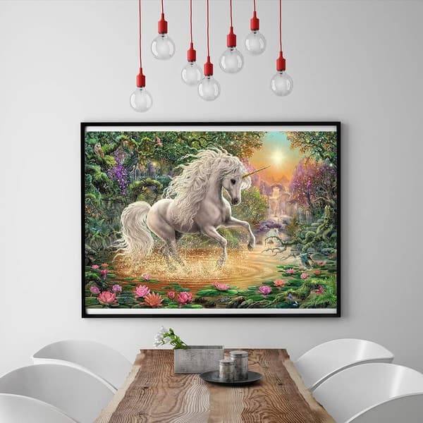 30x40cm Enhjørning 5D diamantmaleri sæt D