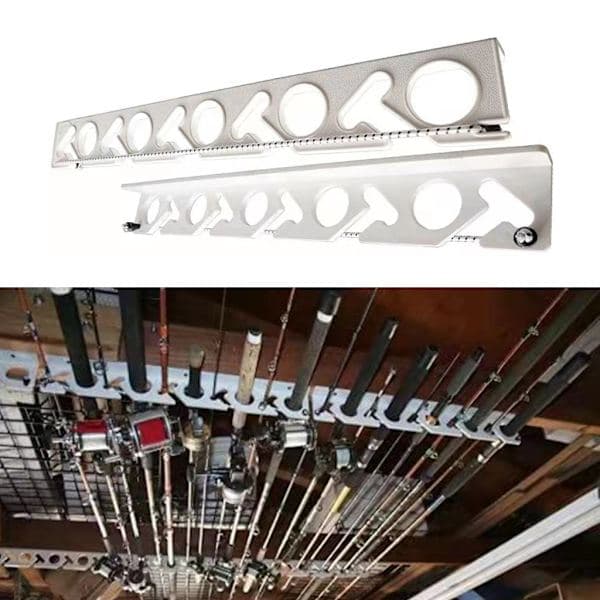 Fishing Rod Holder Wall Ceiling Storage Rack Horizontal Support 10-Rod Holder-FS-