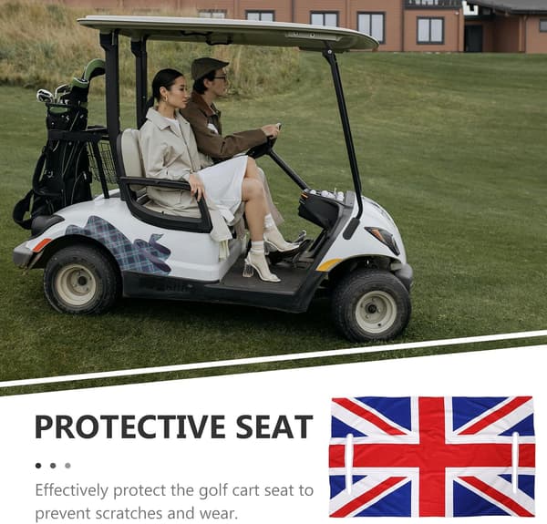 Golfkärryjen istuinpeite ja pyyhepeite lippukuviolla, pehmeä kangasmateriaali, helppo puhdistaa