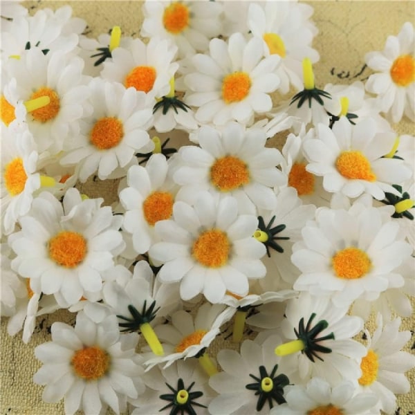 100 stycken Gerbera Daisy konstgjorda blommor, små tusensköna, konstgjorda tusensköna, tygblomma, designad för blomdekorationer, Fa