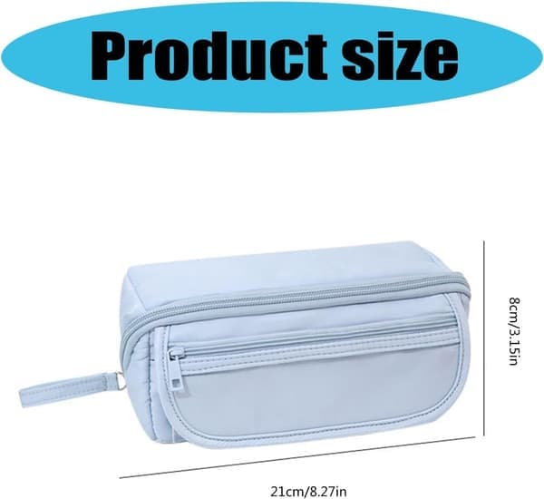 Large Pencil Case with 9 Compartments, Multifunctional Pencil Case, Standing Pencil Box for Students, Large Capacity Pencil Case Blue blue blue