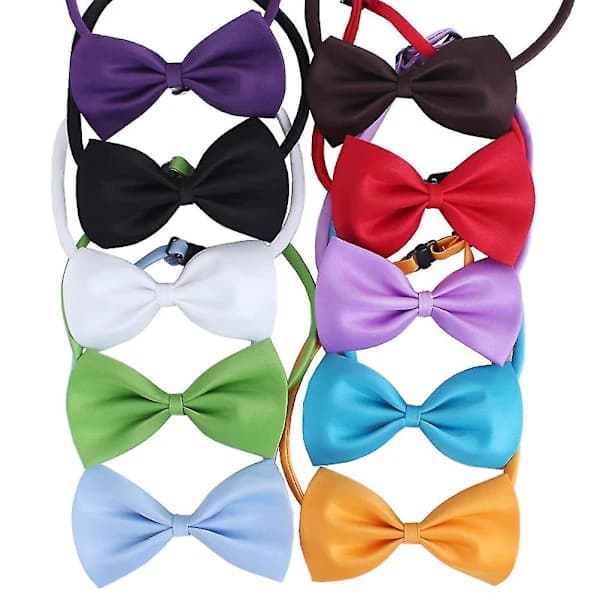 10 pcs Dog & Cat Bow Tie with Adjustable Strap (Random Colors) -FCY