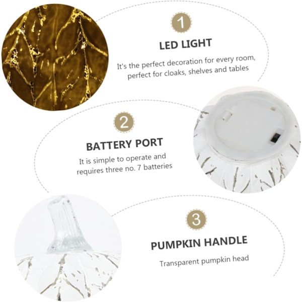 Halloween Glas LED Lysende Jack-o-Lantern Farvet Glas Spisestue Bord Dekoration Krystal Bordlamper Halloween Græskar
