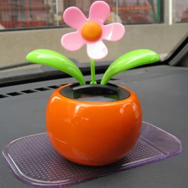 Sæt med 2 Pink Blue Car Bee Happy Dancing Solar Flower，Soldrevet automatisk gynge solblomst bil dekoration