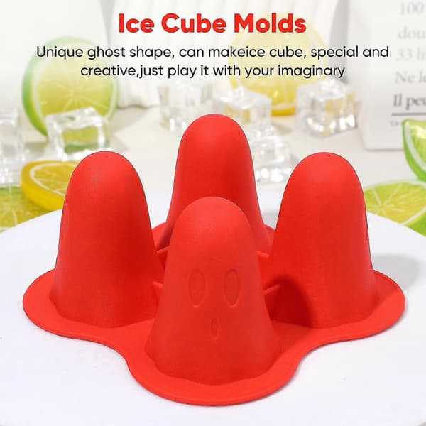 4 stk Halloween Ghost Ice Mold Silikone Ismaskine Forme Hjem Isfremstilling Forme