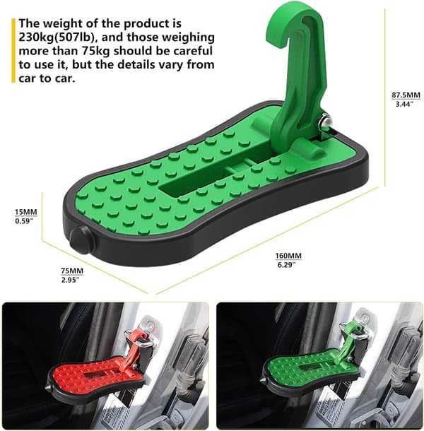 (16 cm, grön) 1:a bildörrpedal, bildörrpedal, bildörrlåspedal, extra pedal med säkerhetshammare