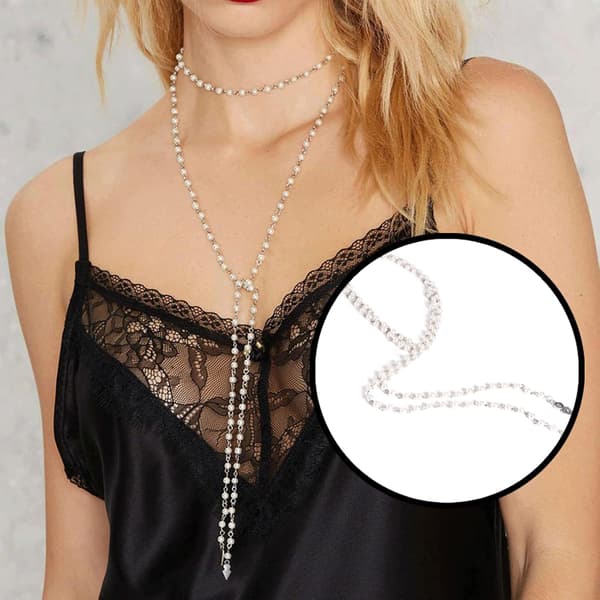 2 STK Gotisk Lagdelt Perle Choker Halskæde Sæt, Sort Hvid Goth Smykker | Justerbart Design Tilbyder Letvægts, Brugerdefineret Pasform til Strandfester, Koncerter