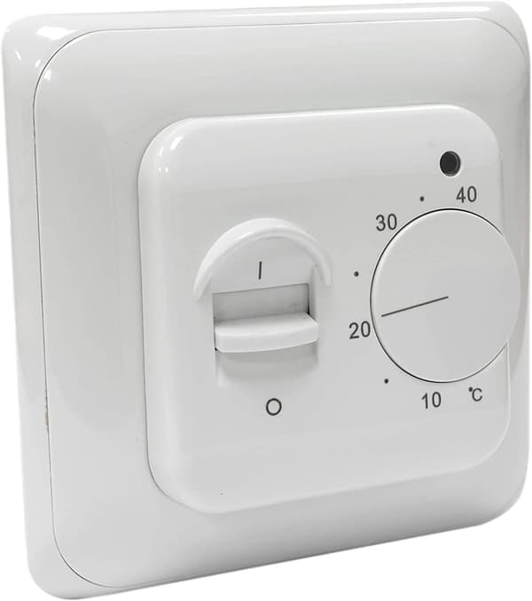 Manuell gulvvarmetermostat 220V 16A, elektrisk gulvvarmekontroller med gulvsensorprobe hvit