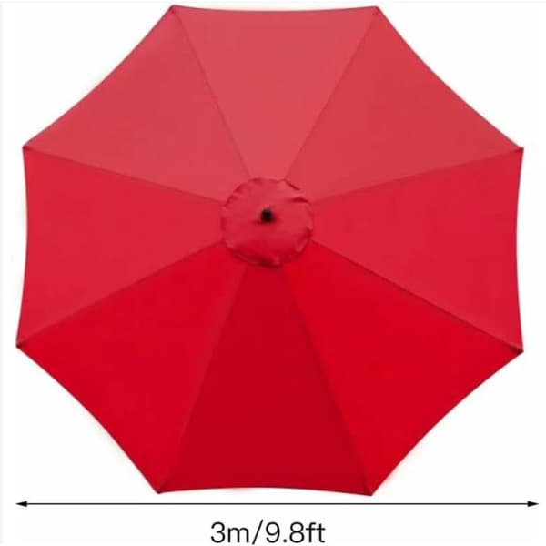 Replacement Cover for 8-Rib Umbrella, Replacement Umbrella Canopy, 3m / Round Replacement Canopy Fits an Umbrella - Red