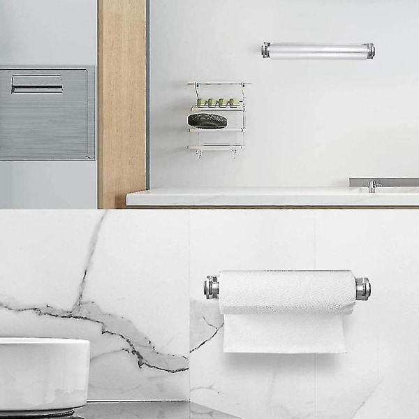 Papirhåndklædeholder under kabinet, vægmonteret papirhåndklædeholder i aluminium, kompatibel med køkken, badeværelse, toilet