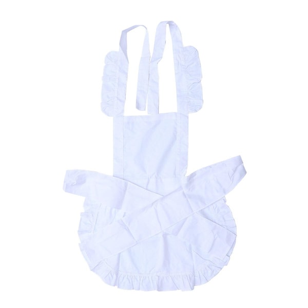 1 st Förkläde Court Dress Japansk Maid Spets Förkläde Bomull och Dacron Återanvändbar för kvinnor Flickor Dam (vit)Vit White
