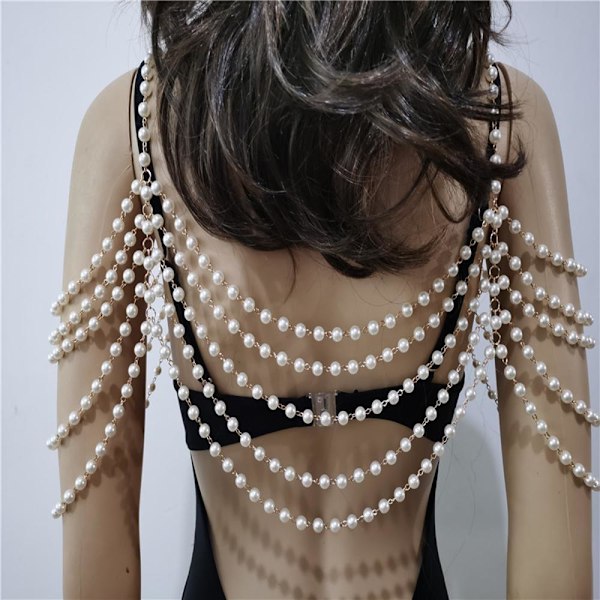 2 stk. Perlekæde DIY Håndværk Sjal Perlet Bib Choker Halskæde Gave Skulderkæde Halskæde Smykker til Kvinder Bryllup Prom