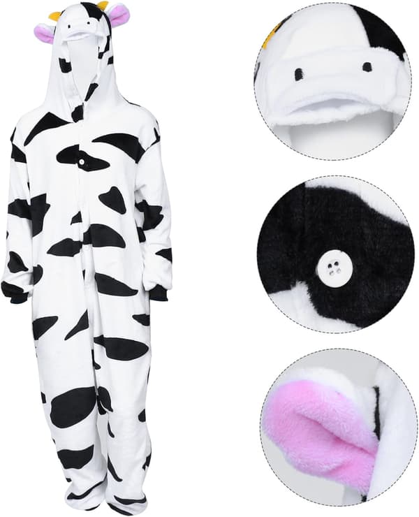 Tecknade djurpyjamas i flanell, mysiga sovkläder för vintern, hemmakläder, giraff-onesie