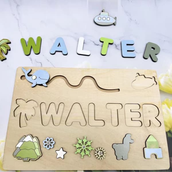 Children's Weekly Gift Name Puzzle Blue Whale Fish Puzzle