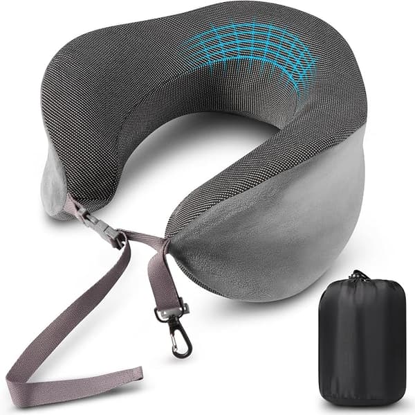 Resekudde, Nackkudde i Memory Foam, Flygkudde med Bärväska Ingår, Lämplig som Nackkudde