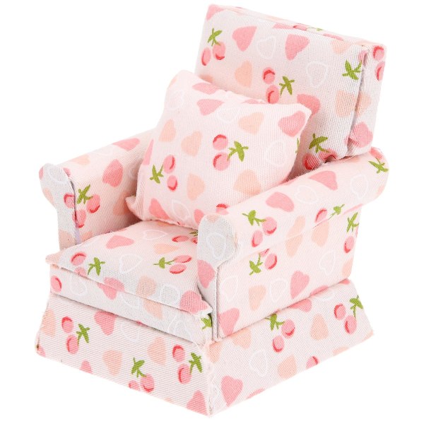 1 Set Doll Couch Sofa Model Miniature Furniture Miniature Decoration Kids Pretend Play ToyPink7.7x6.