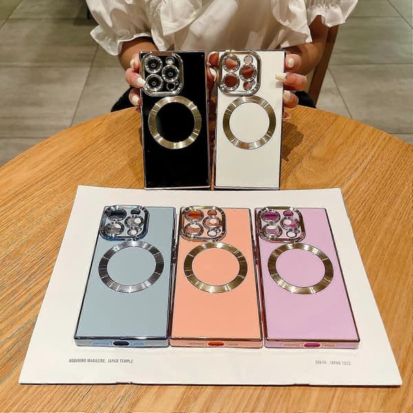 iPhone 15 Plus [MagSafe Compatible] Full Camera Protection & Electroplated Reinforced Corner Protection Shockproof Soft TPU Edge Bumper Case (Purple)