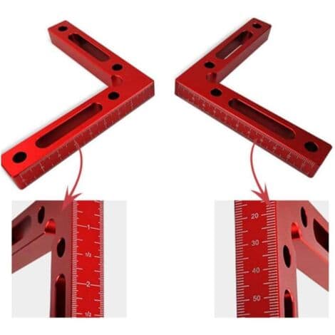 90° Right Angle Clamp 4.7\" x 4.7\" Aluminum Alloy - Anti-Corrosion Red Anodized Finish - For Assembling Frames and Boxes