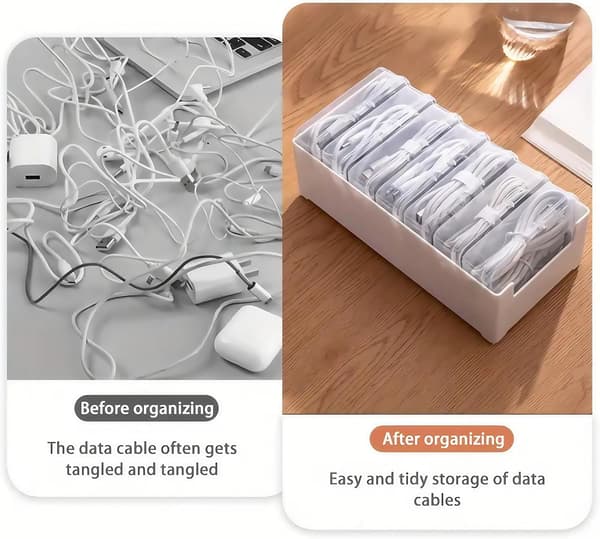 11-Slot Wire Storage Box, Desk Cable Management with Switch, Office, Home and Office Accessories Organizer.