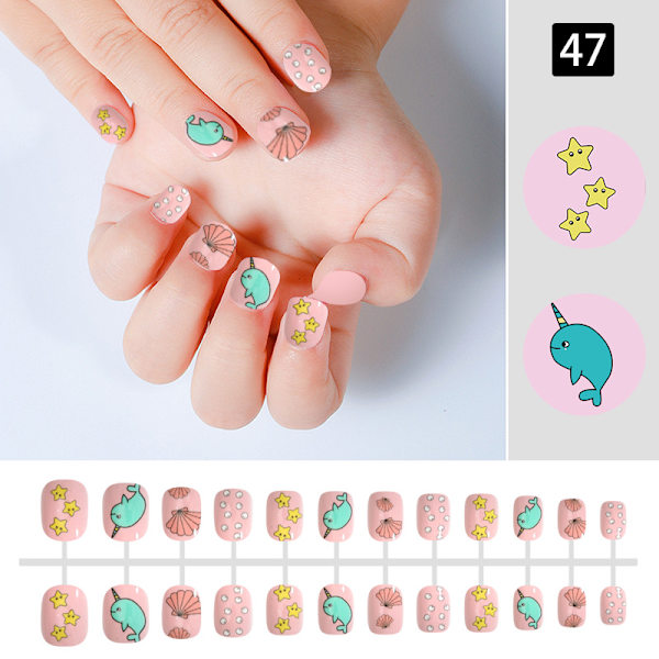 288 st Kids Falska Naglar Press On Artificiella Nagelspetsar Flickor Falska Fingernagel Set 216 st 11x6cm 216 pcs 11x6cm