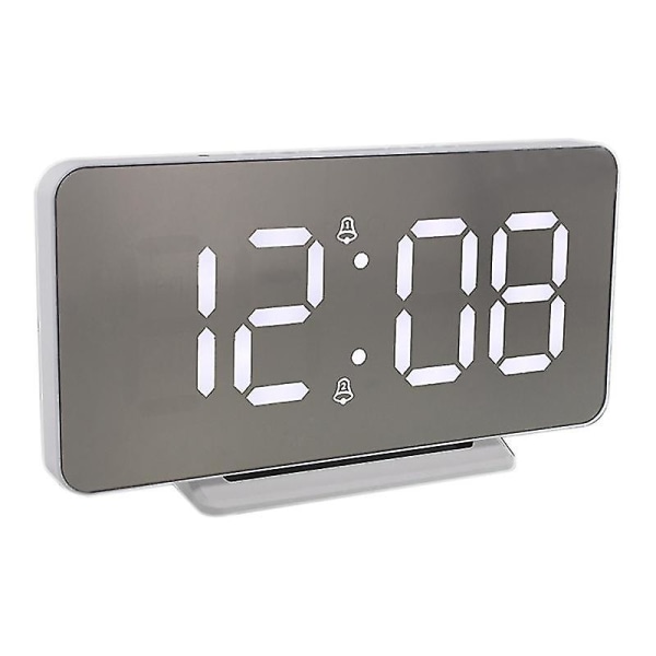 Digital väckarklocka, led display väckarklocka, silverspegelyta