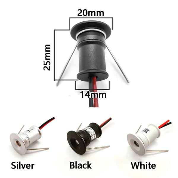 Black 9-pack Mini 12V 1W LED spotlight 3000k (120°, Warm White)