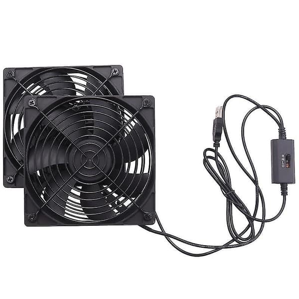 Dubbla 120mm 5V USB-drivna PC-routerfläktar med hastighetsregulator Hög luftflödesfläkt för router Cy