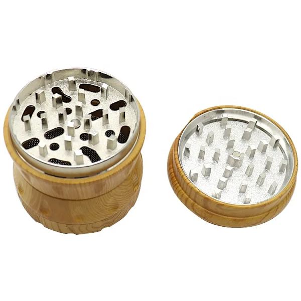Especia Grinder Premium Træ Grinder Røg Grinder 63mm Fire-lags Zink Legering Tand Skråkant Kværn