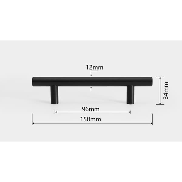 Sæt med 10 sorte køkkengreb i rustfrit stål, cc 128 mm