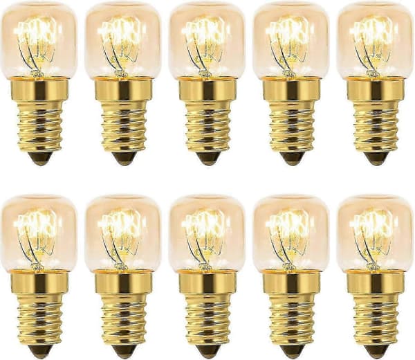 10-pack saltlampor 15w glödlampa varmvit för ugn, kylskåp