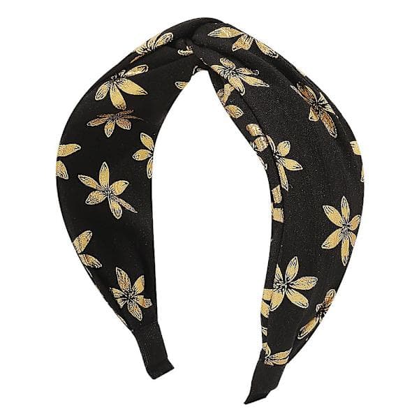 Chic hårbånd til kvinder, trykt stofhårbånd, elegant damehårbånd sort på sort