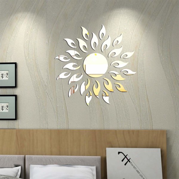 Solros Spegel Väggdekorationer, Runda Akryl DIY Självhäftande Väggkonst Dekaler Miroir Mural Heminredning för Vardagsrum