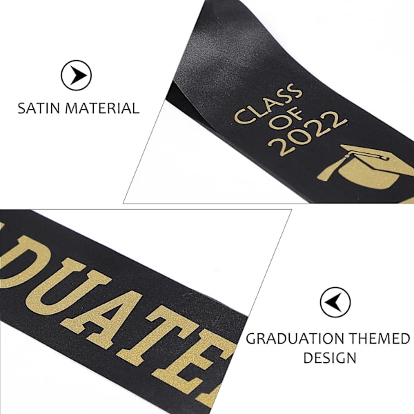 5 st Grad Dekoration Band 2022 Klass Examen Fest Dekoration Bokstav Examen Satin Band Siden Examen Band Bachelor Band Svart 80x9.5cm Black 80x9.5cm