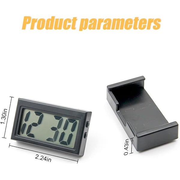 Mini Digital Clock for Car Dashboard, Self-Adhesive Electronic Vehicle Clocks with LCD Time
