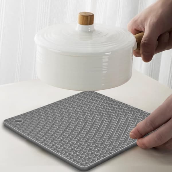 wxsp Silicone Square Pot Holders, 6-Pack Multifunctional Non-Slip Heat Resistant Pot Holders - Grey Grey