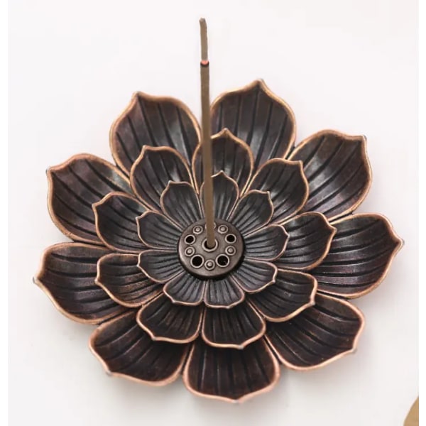 sansheng Lotus røgelsesholder, (3-1/3-tommer) pindeholder, spoler/kegle røgelsesholdere (brun) Pakke med 6