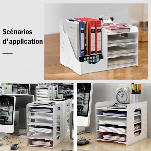 Multifunctional Desktop Storage Box, A4 Paper Document Magazine Office Supplies Accessories (5-Tier Storage)