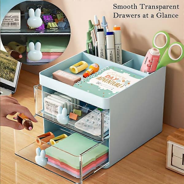 Desktop Organizer with Drawer, Desktop Storage Box for Desk, Pen Holder for Office, School, Home