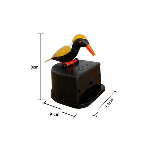 Liten Fågel Tandpetare Dispenser, Kreativ Fågel Tandpetare Dispenser, Tandpetarehållare 100 Tandpetare Ingår (Svart)