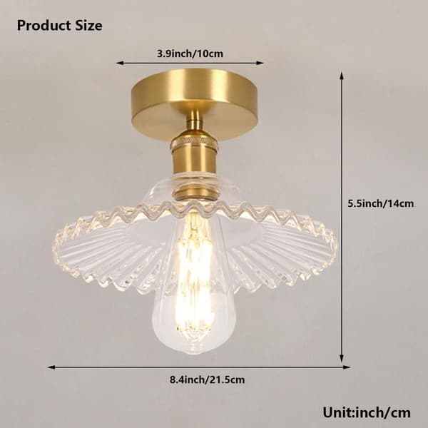 Ceiling lamp with glass lamp, close to the ceiling, modern design, clear