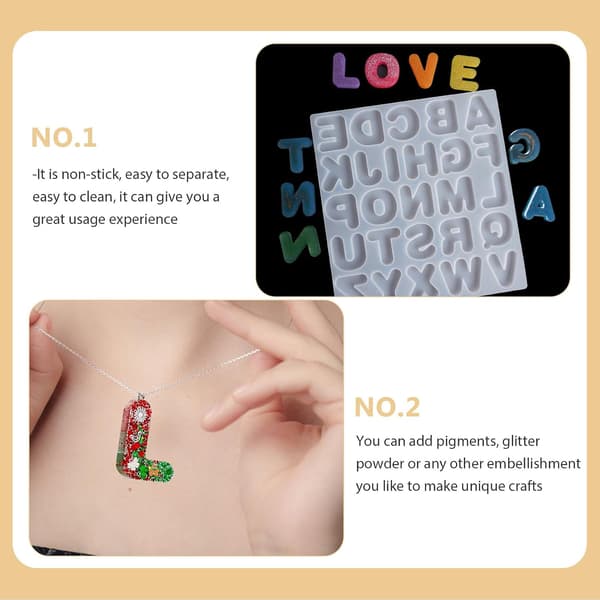 Alphabet Silicone Mold 26-Letters DIY Pendant and Keychain Epoxy Resin Mold