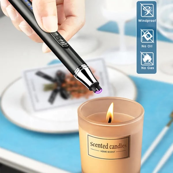 Lighter Elektrisk Lighter Candle Lighter USB Lighter med sikkerhetsbryter Oppladbar Flameless Plasma
