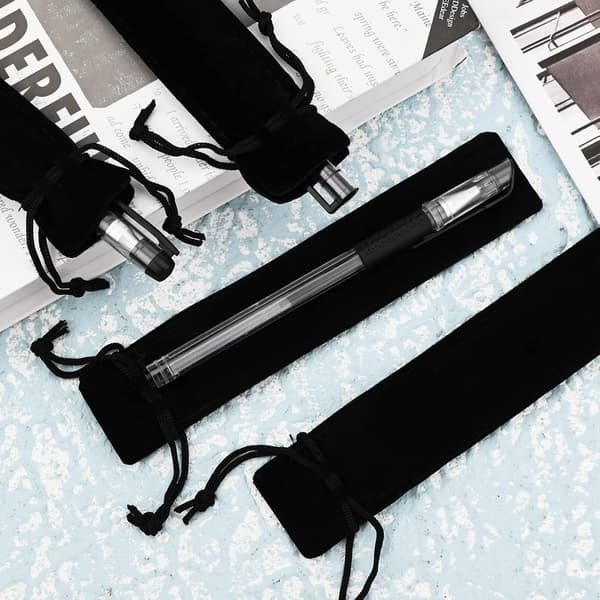 20 Pieces Black Velvet Pouch for Pen/Pencil, Unique Drawstring Storage Case, Student Gift