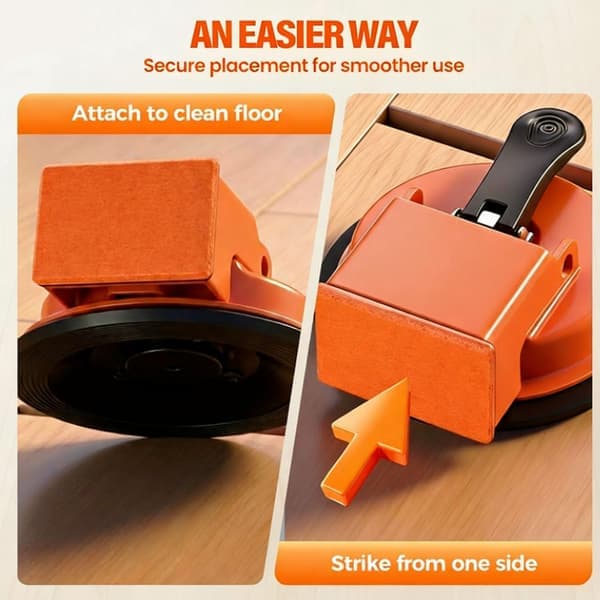 Floor Gap Puller Suction Cup - Single Grip ABS Suction Cup, 50kg Pulling Force, Mark-Free Wood & Tile Floor Repair Orange-Orange [Ho]