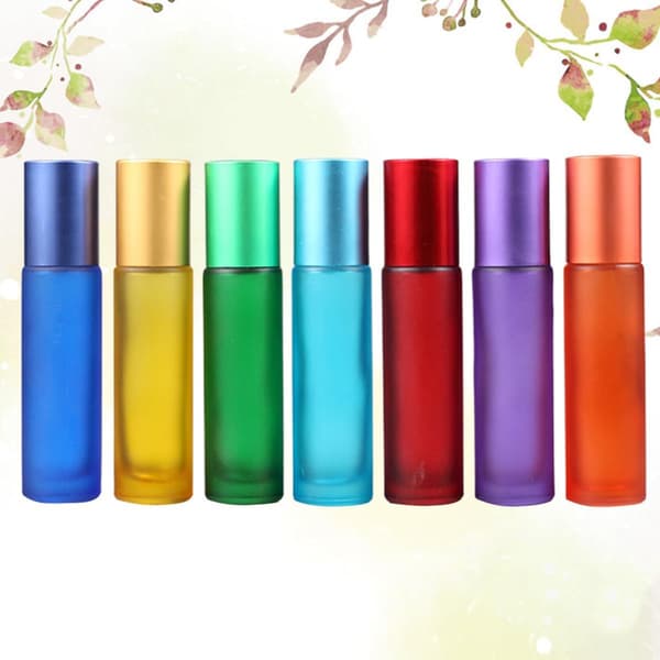 Set med sju 10 ml glasflaskor med roll-on för parfym och eterisk olja